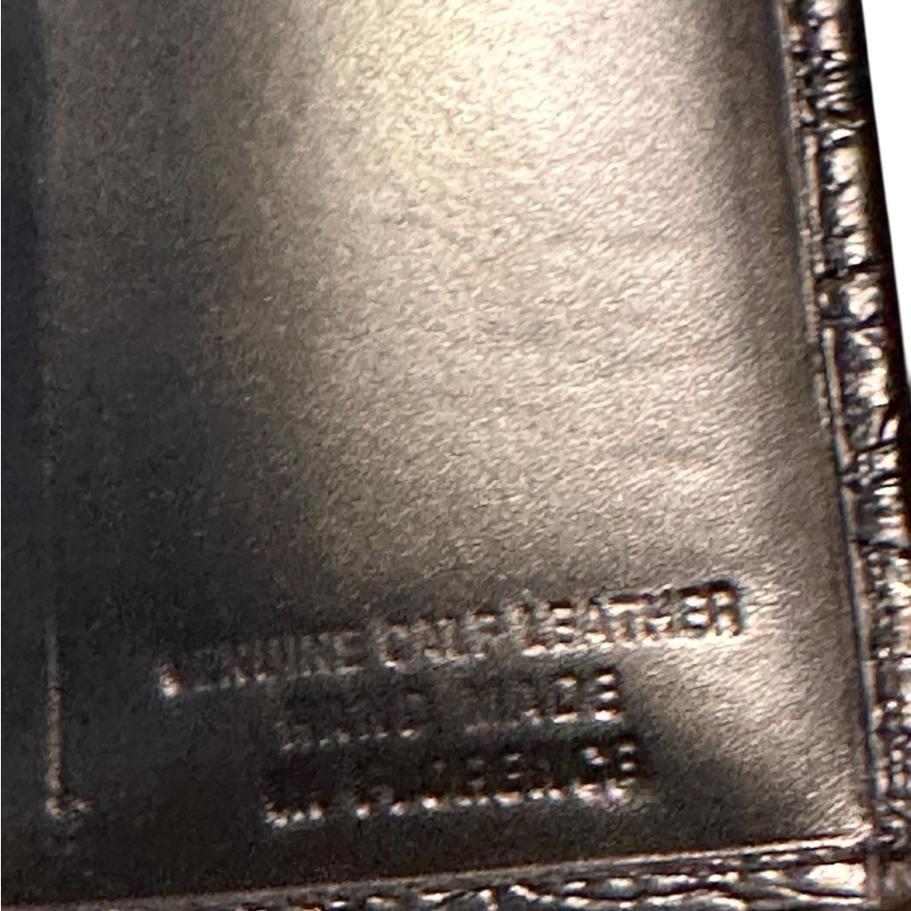 Black Croc-Embossed Black Leather Long Wallet NWOT - Picture 5 of 8